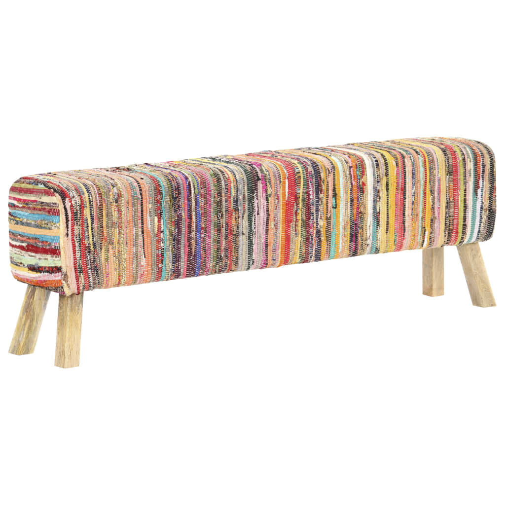 Bench 160 cm Multicolour Chindi Fabric Price