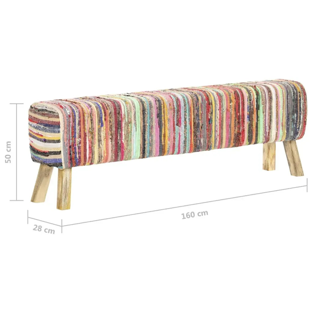 Bench 160 cm Multicolour Chindi Fabric Price