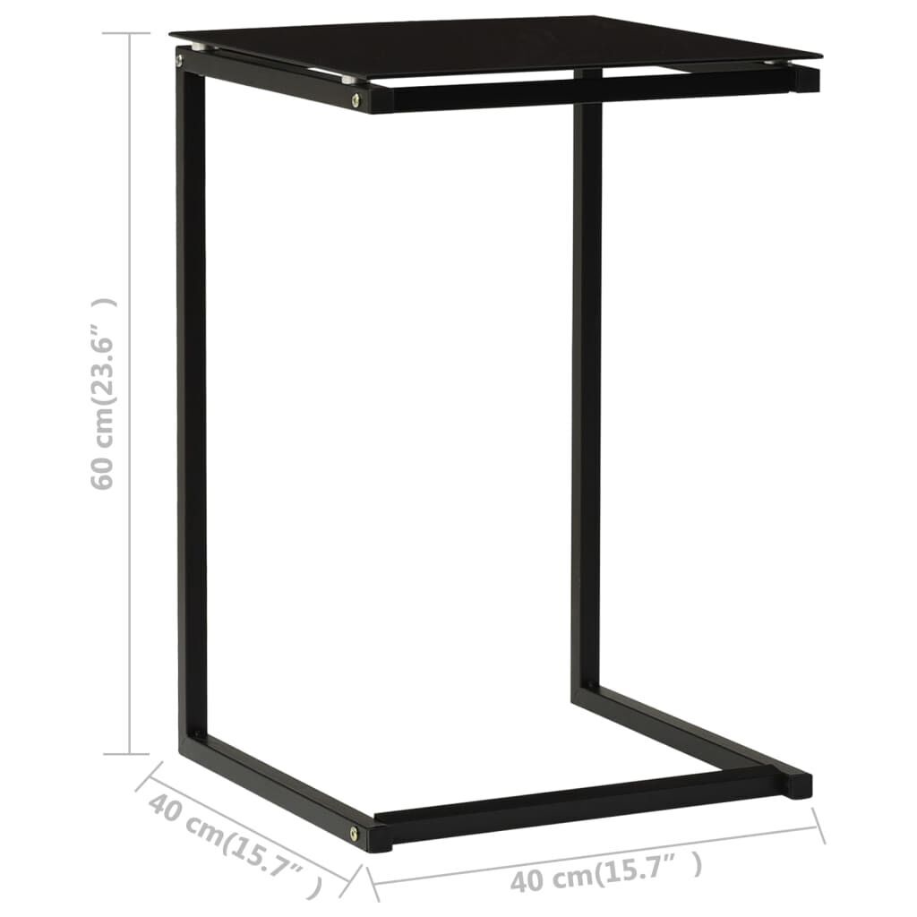 Side Table Black 40x40x60 cm Tempered Glass Price