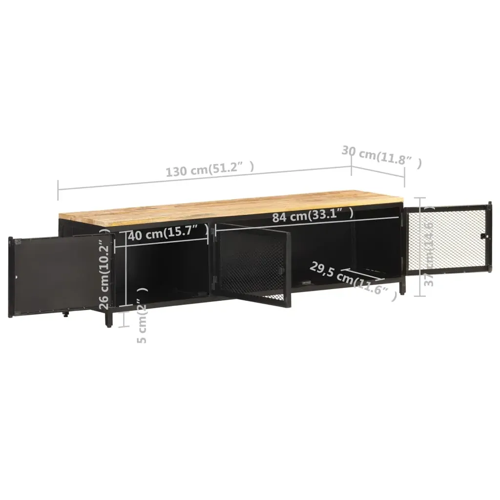 TV Cabinet 130x30x37 cm Solid Rough Mango Wood Price