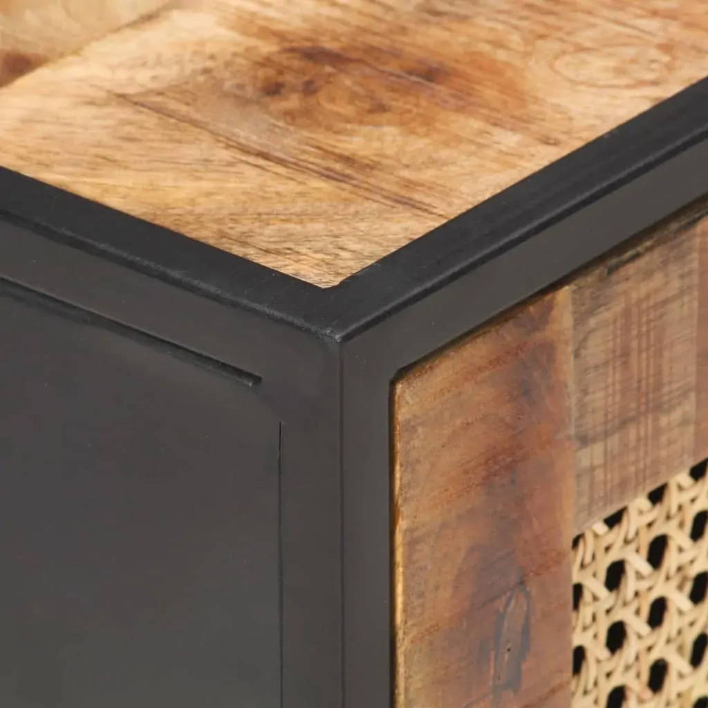 Bedside Cabinet 40x30x50 cm Rough Mango Wood and Natural Cane Price