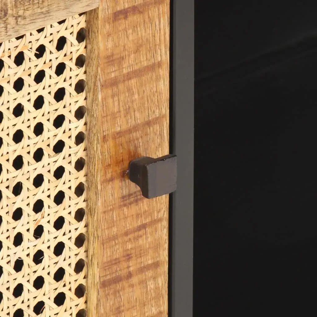 TV Cabinet 90x30x40 cm Rough Mango Wood and Natural Cane Price
