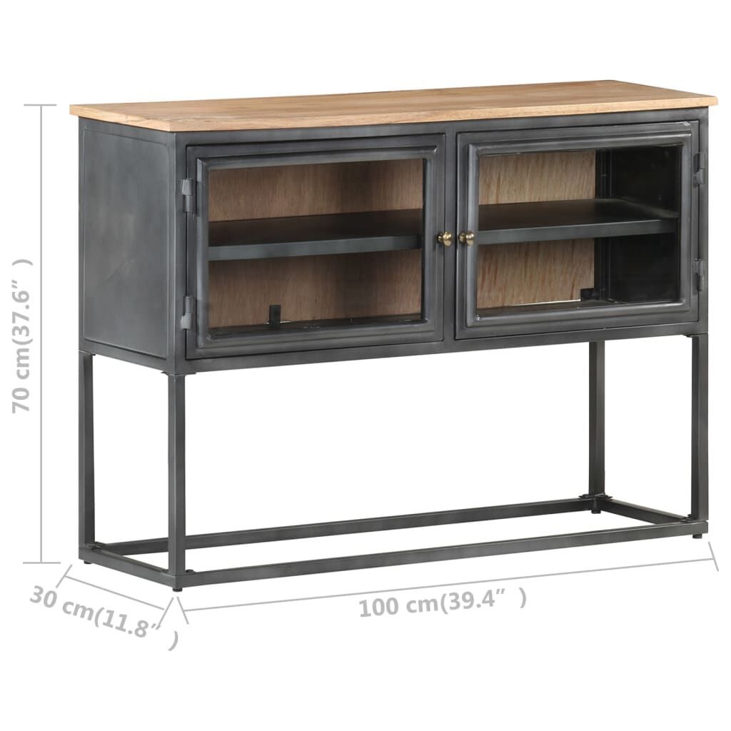 Sideboard Grey 100x30x70 cm Solid Acacia Wood Price