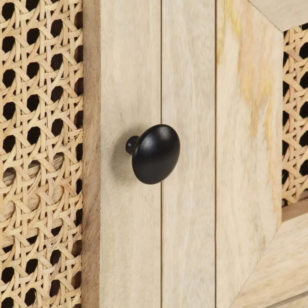 Sideboard 60x35x70 cm Solid Mango Wood and Natural Cane Price