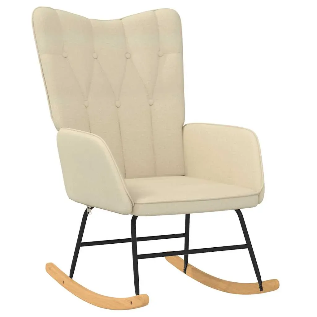 Rocking Chair with a Stool Cream Fabric Price