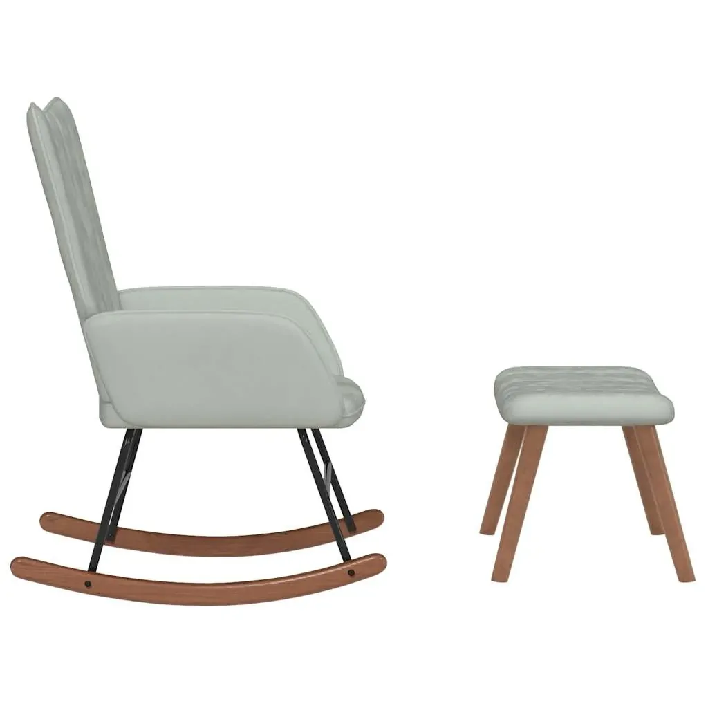 Rocking Chair with a Stool Light Grey Velvet Price