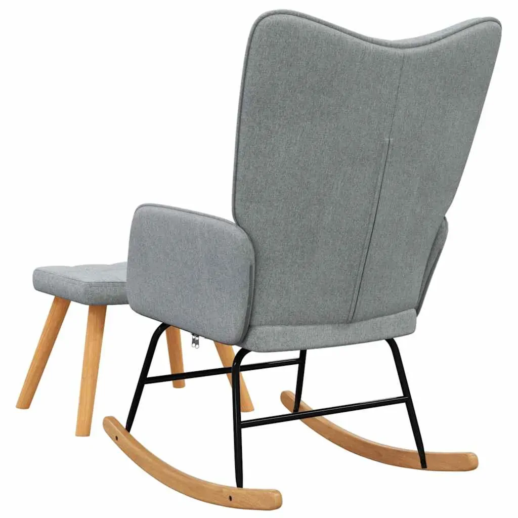 Rocking Chair with a Stool Light Grey Fabric Price