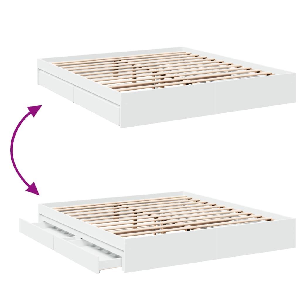 Bed Frame with Drawers without Mattress White 183x203 cm King Price