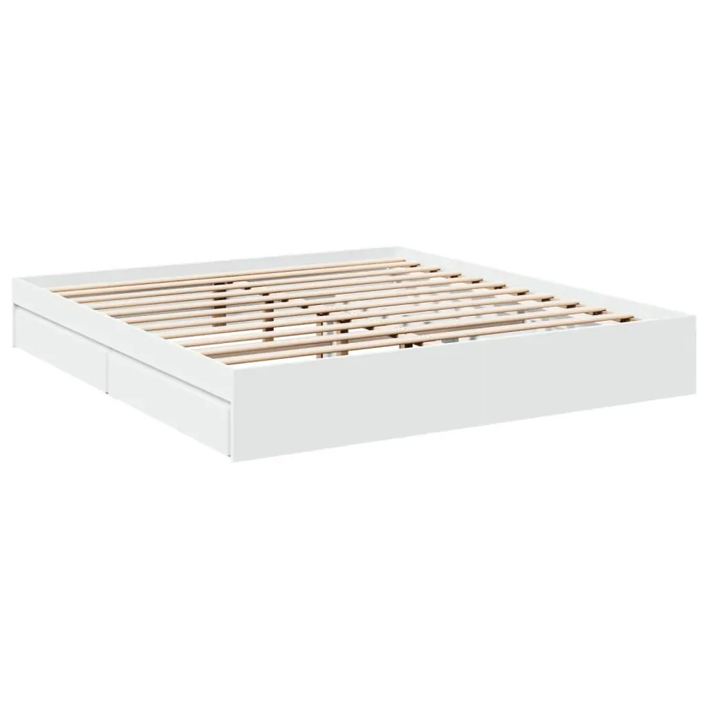 Bed Frame with Drawers without Mattress White 183x203 cm King Price