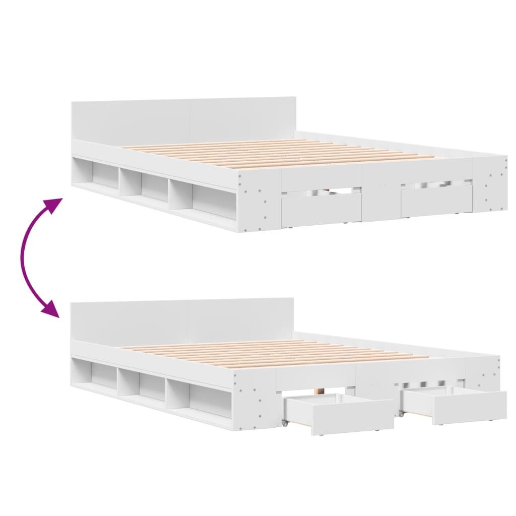 Bed Frame with Drawers without Mattress White 150x200 cm Price