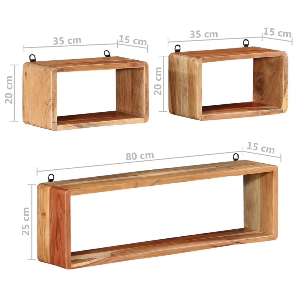 3 Piece Wall Cube Shelf Set Soild Acacia Wood Price