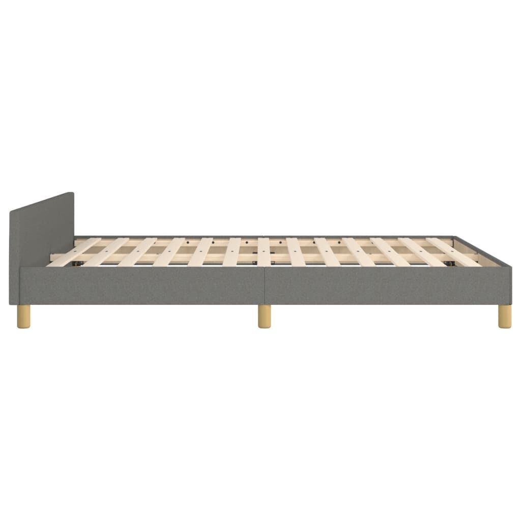 Bed Frame with Headboard Dark Grey 137x187 cm Double Size Fabric Price