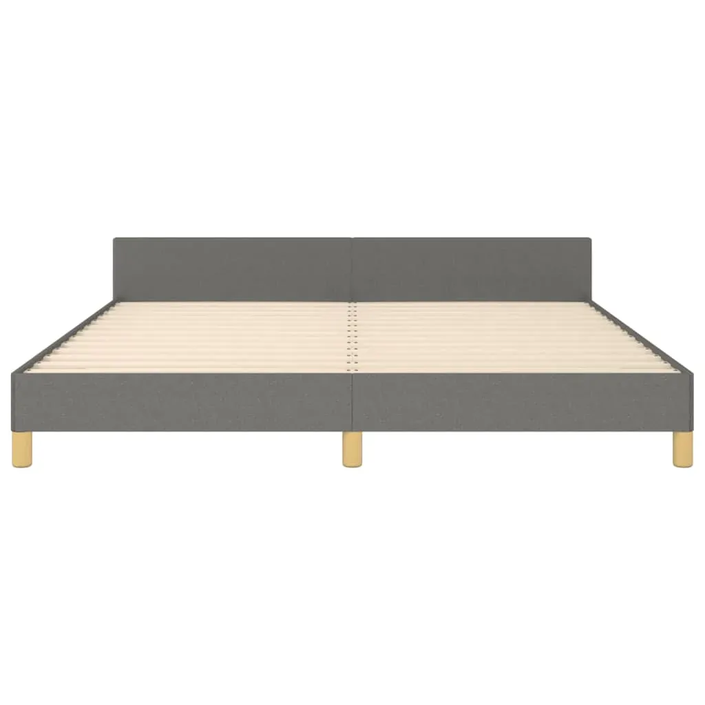 Bed Frame without Mattress Dark Grey 152x203 cm Queen Fabric Price