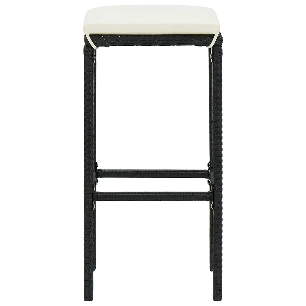 7 Piece Garden Bar Set Black Solid Wood Acacia and Poly Rattan Price