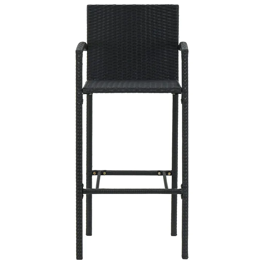 7 Piece Garden Bar Set Black Solid Wood Acacia and Poly Rattan Price