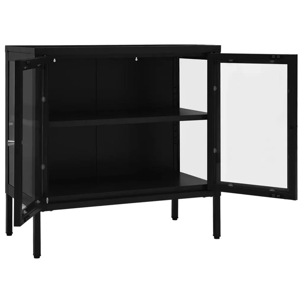 Sideboard Black 70x35x70 cm Steel and Glass Price