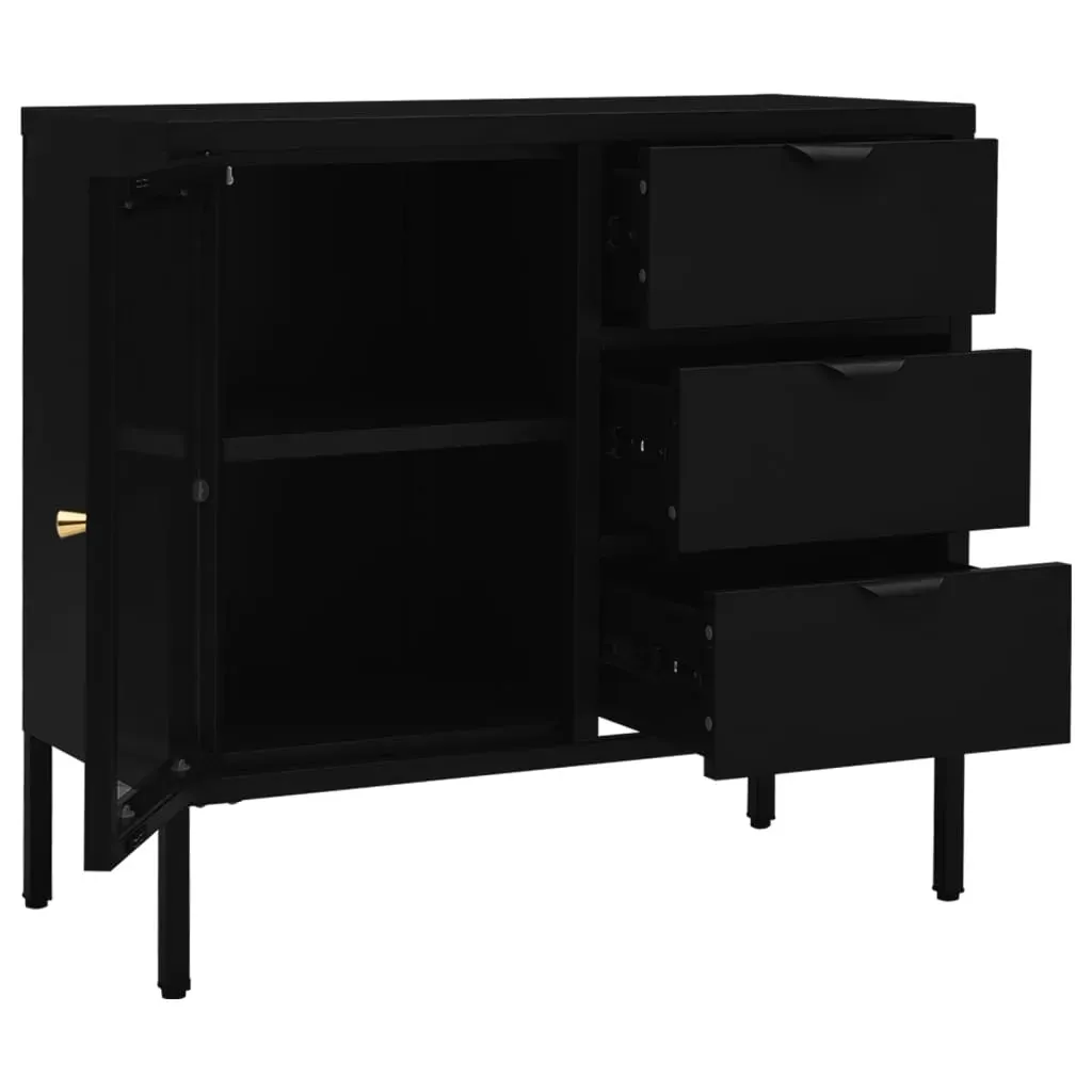 Sideboard Black 75x35x70 cm Steel and Tempered Glass Price