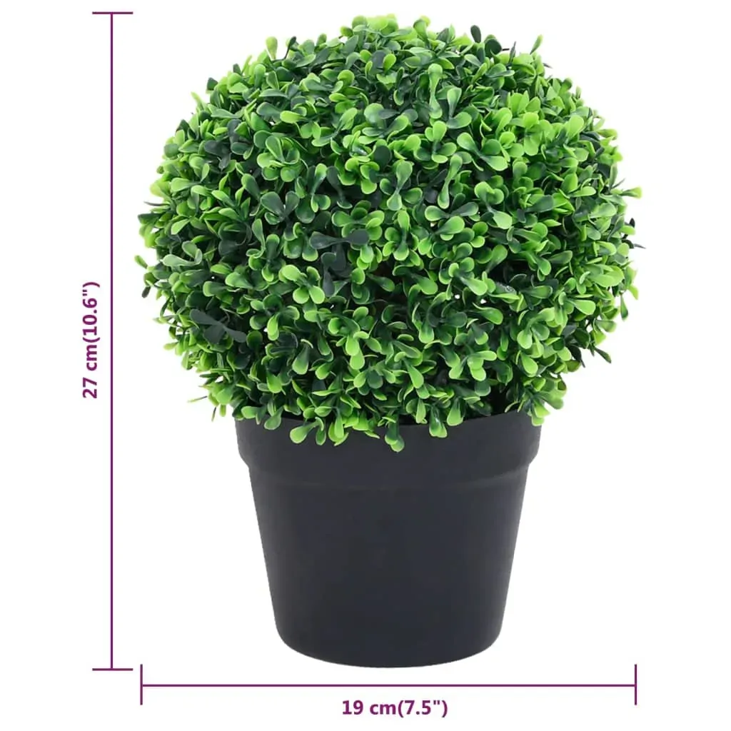 Artificial Boxwood Plants 2 pcs with Pots Ball Shaped Green 27 cm Price