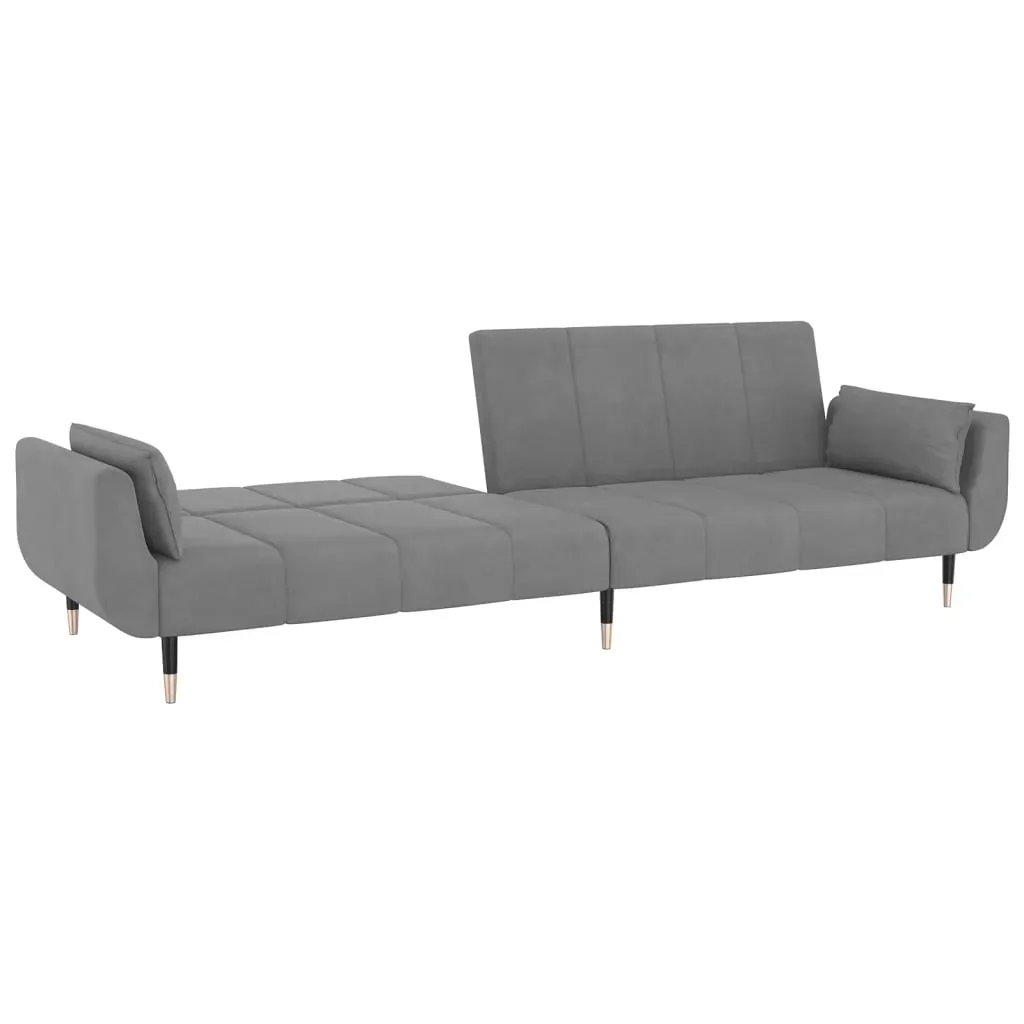 2-Seater Sofa Bed with Two Pillows Light Grey Velvet Price