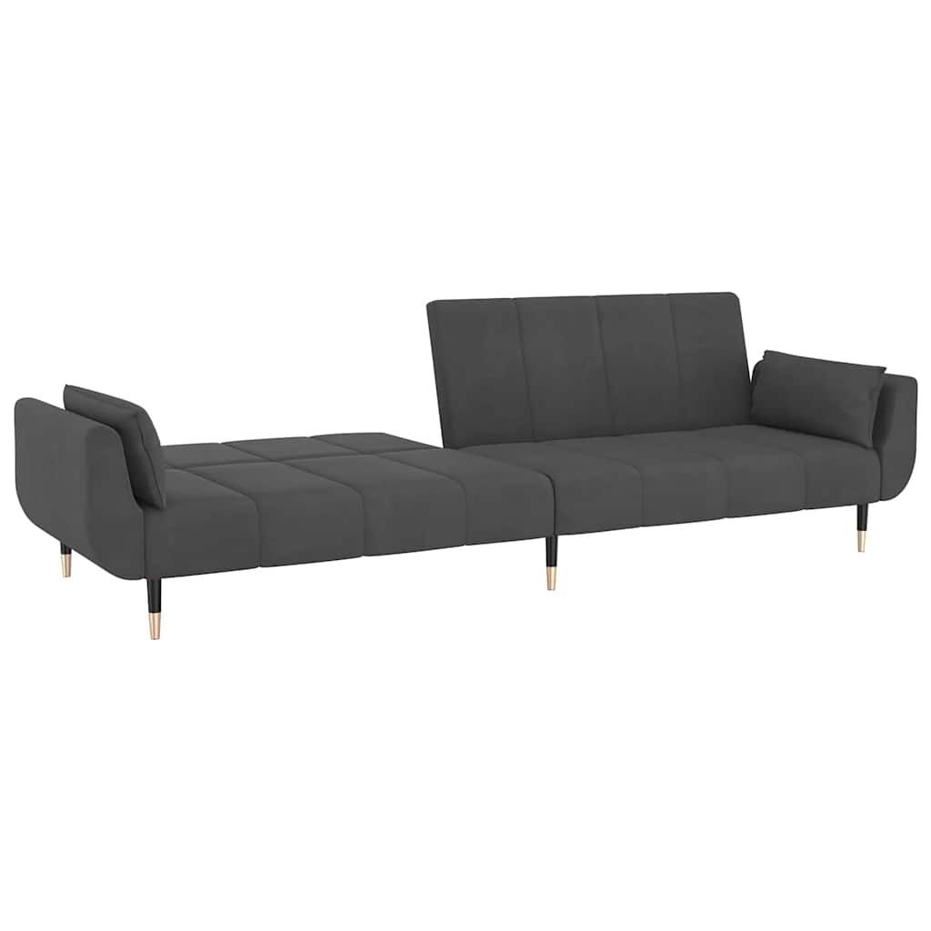 2-Seater Sofa Bed with Two Pillows Dark Grey Velvet Price