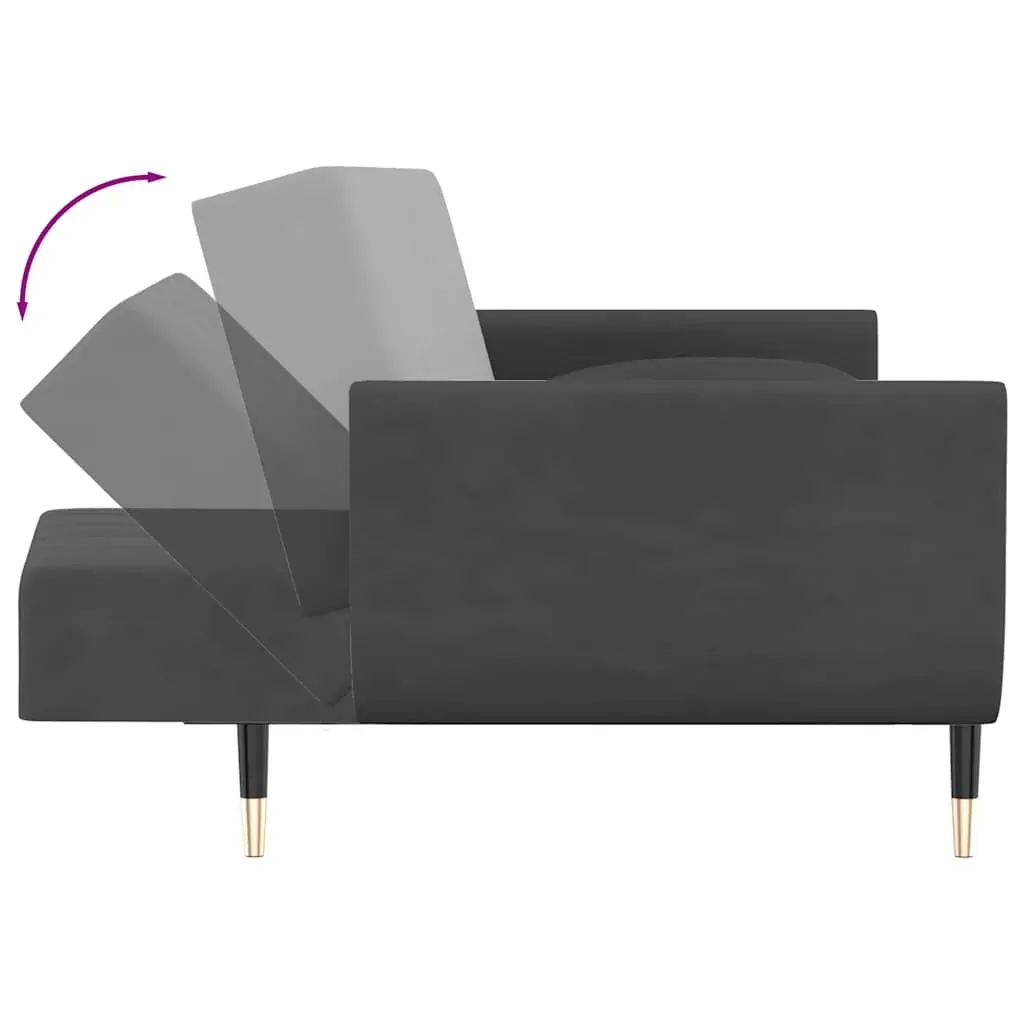 2-Seater Sofa Bed with Two Pillows Dark Grey Velvet Price