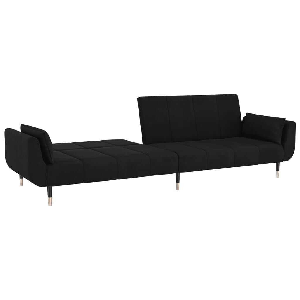 2-Seater Sofa Bed with Two Pillows Black Velvet Price