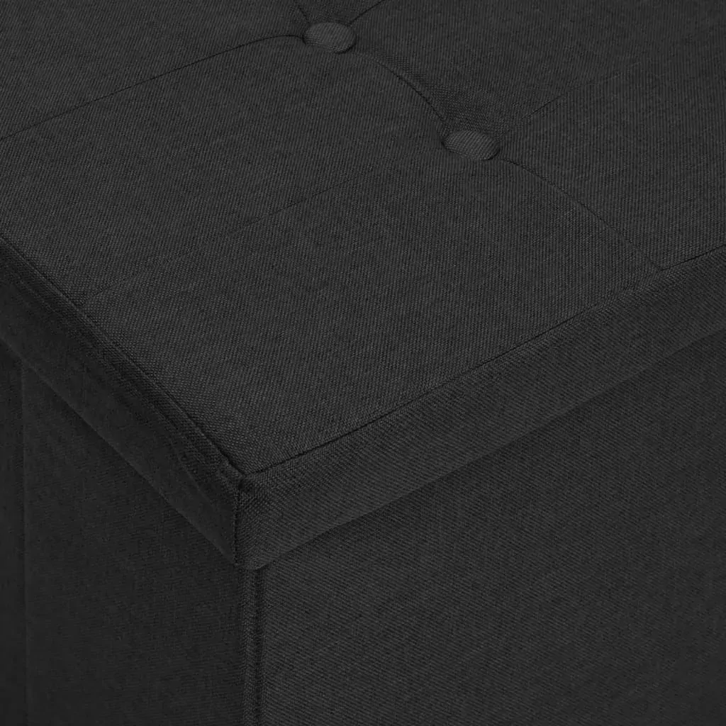 Folding Storage Bench Black Faux Linen Price