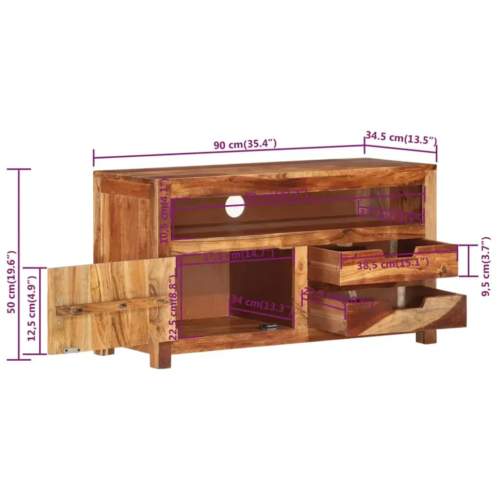 TV Cabinet 90x34.5x50 cm Solid Wood Acacia Price