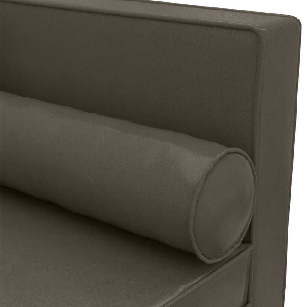 Chaise Lounge with Cushions and Bolster Grey Faux Leather Price