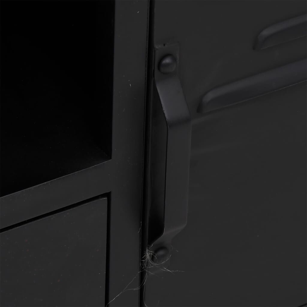 TV Cabinet Black 110x30x43 cm Iron and Solid Wood Fir Price