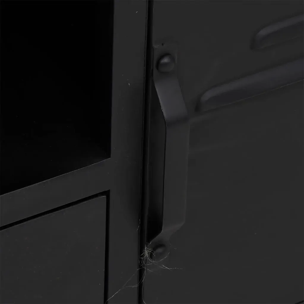 TV Cabinet Black 110x30x43 cm Iron and Solid Wood Fir Price