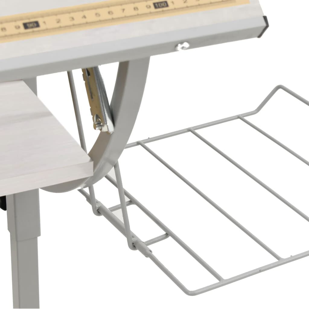 Craft Desk White and Grey 110x53x(58-87) cm Engineered Wood and Steel Price