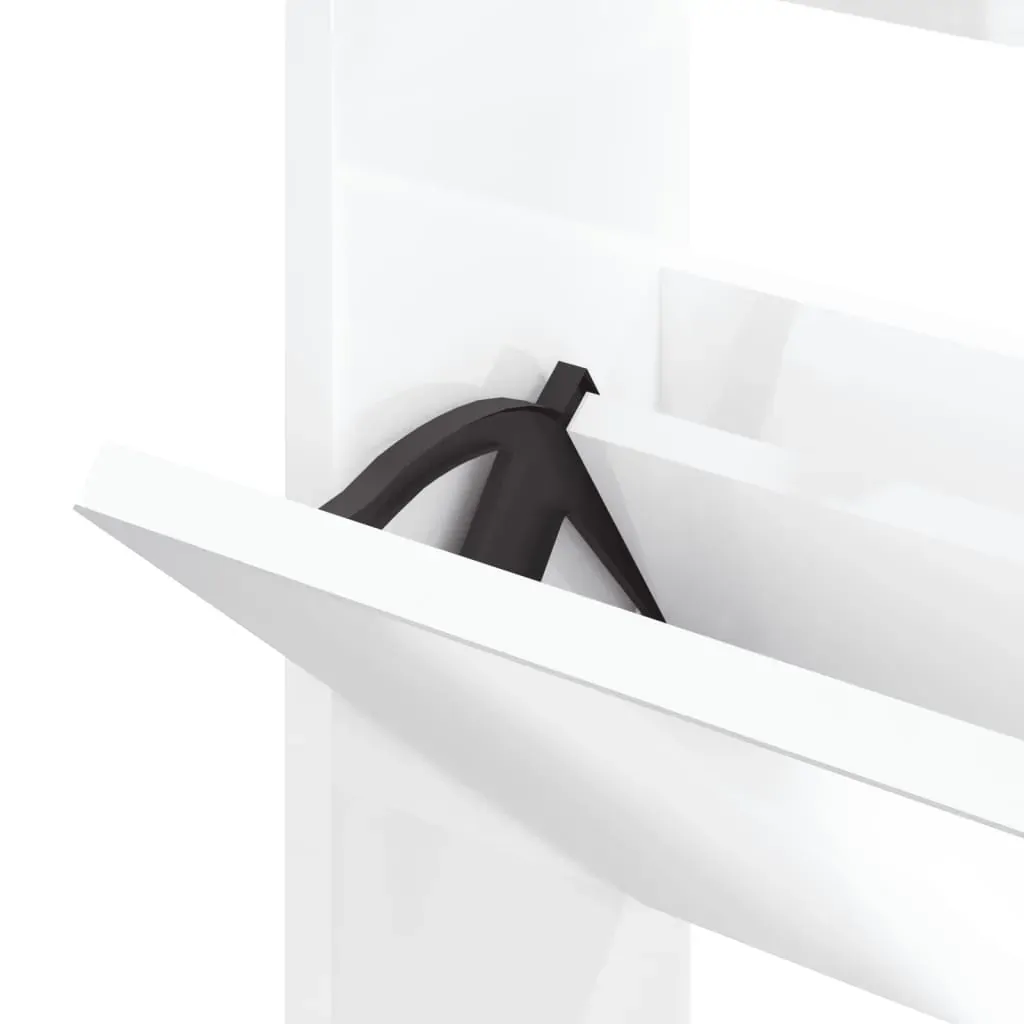 Shoe Cabinet with Mirror 3-Layer High Gloss White 63x17x102.5 cm Price