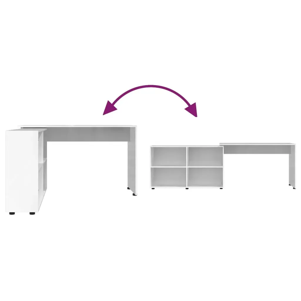 Corner Desk High Gloss White Engineered Wood Price
