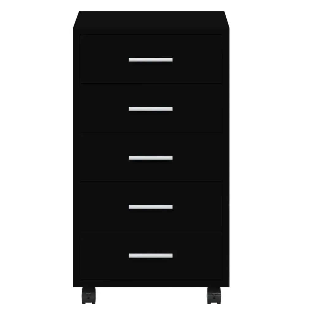Drawer Cabinet with Castors Black Engineered Wood Price