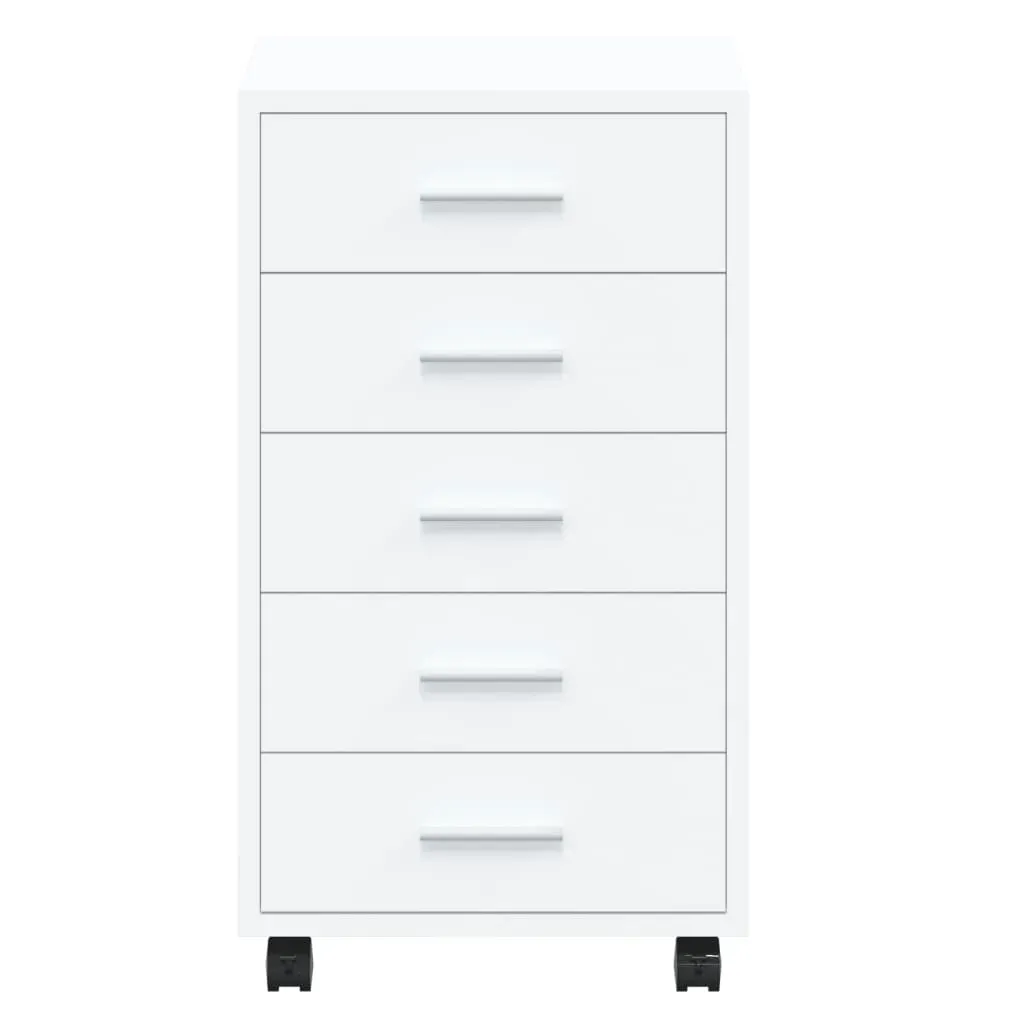 Drawer Cabinet with Castors High Gloss White Engineered Wood Price