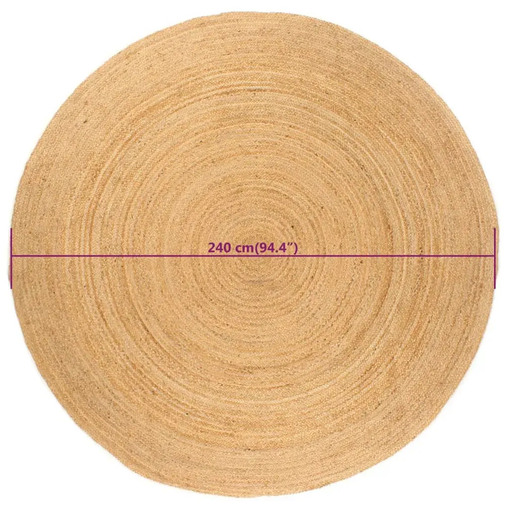 Area Rug Braided Jute 240 cm Round Price
