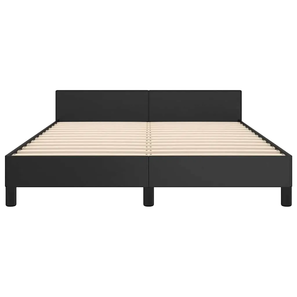 Bed Frame without Mattress Black Double Faux Leather Price