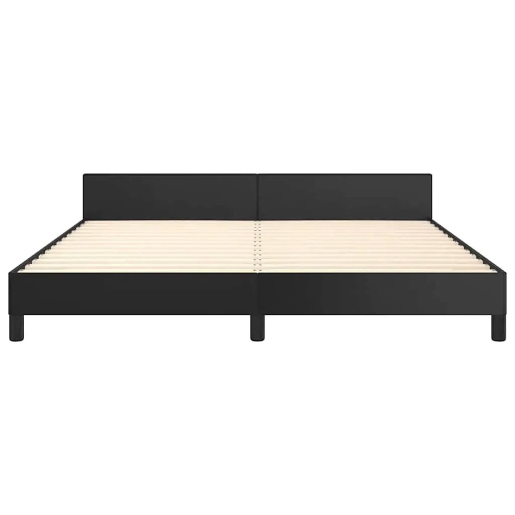 Bed Frame without Mattress Black Queen Faux Leather Price