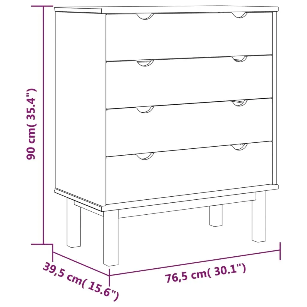 Drawer Cabinet OTTA 76.5x39.5x90cm Solid Wood Pine Price