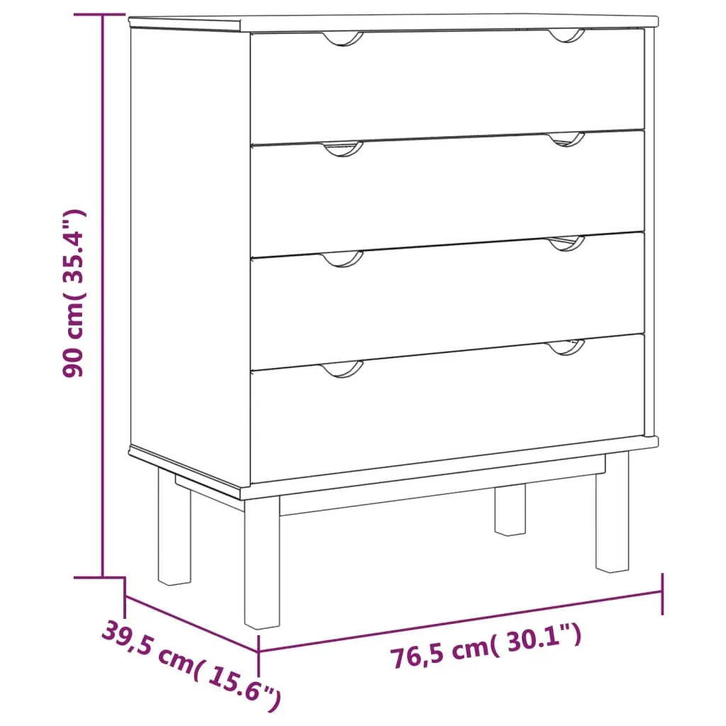 Drawer Cabinet OTTA Brown&Grey 76.5x39.5x90cm Solid Wood Pine Price