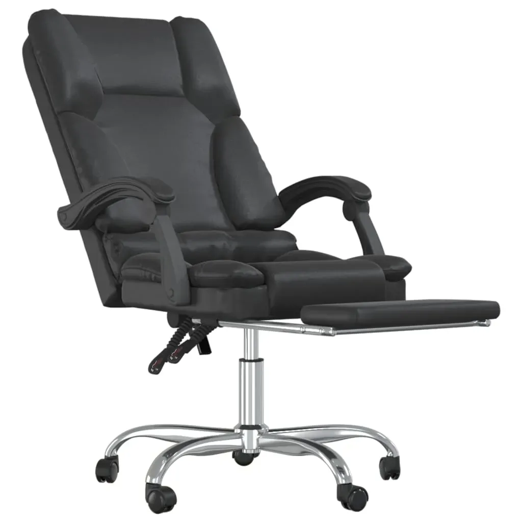 Massage Reclining Office Chair Black Faux Leather Price