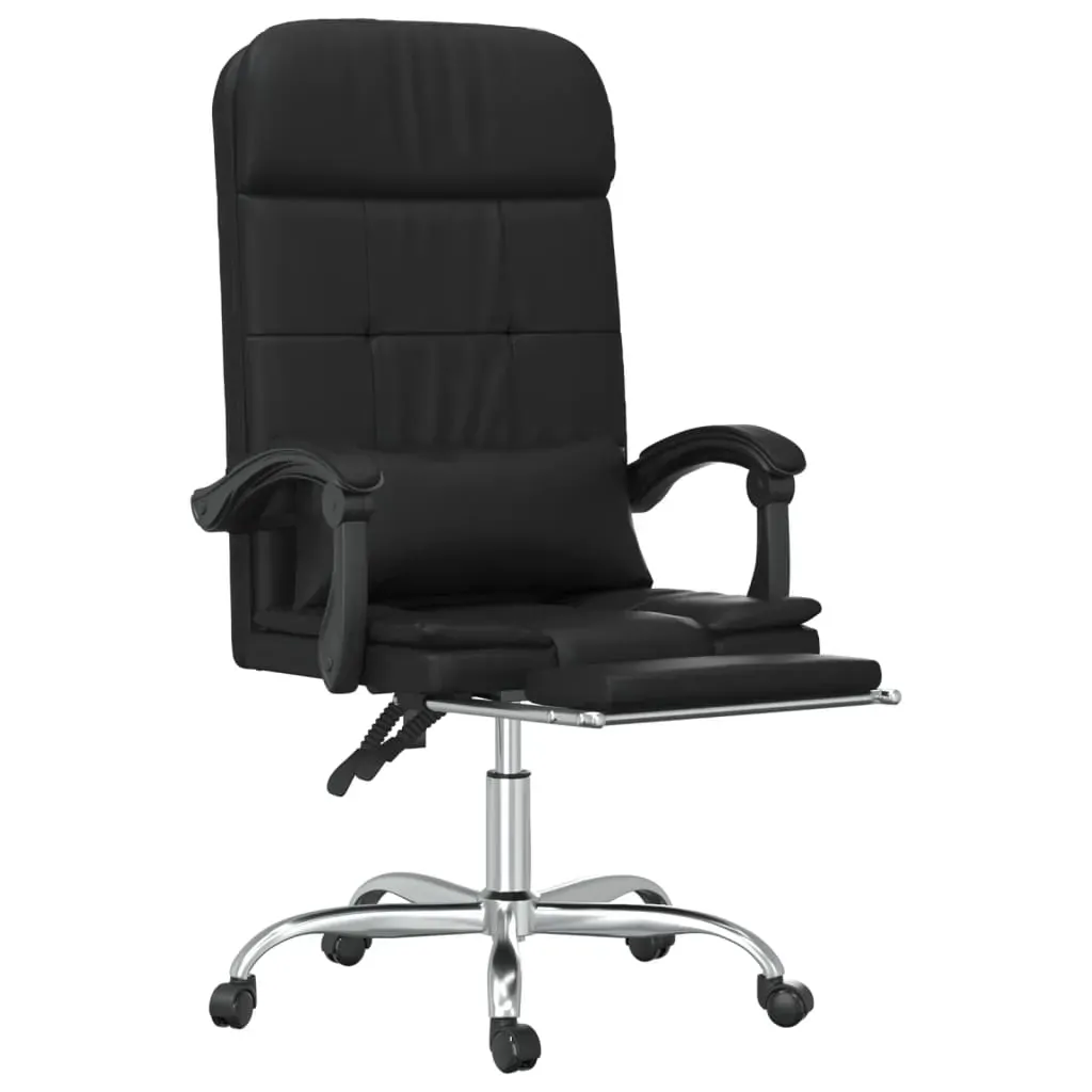 Massage Reclining Office Chair Black Faux Leather Price