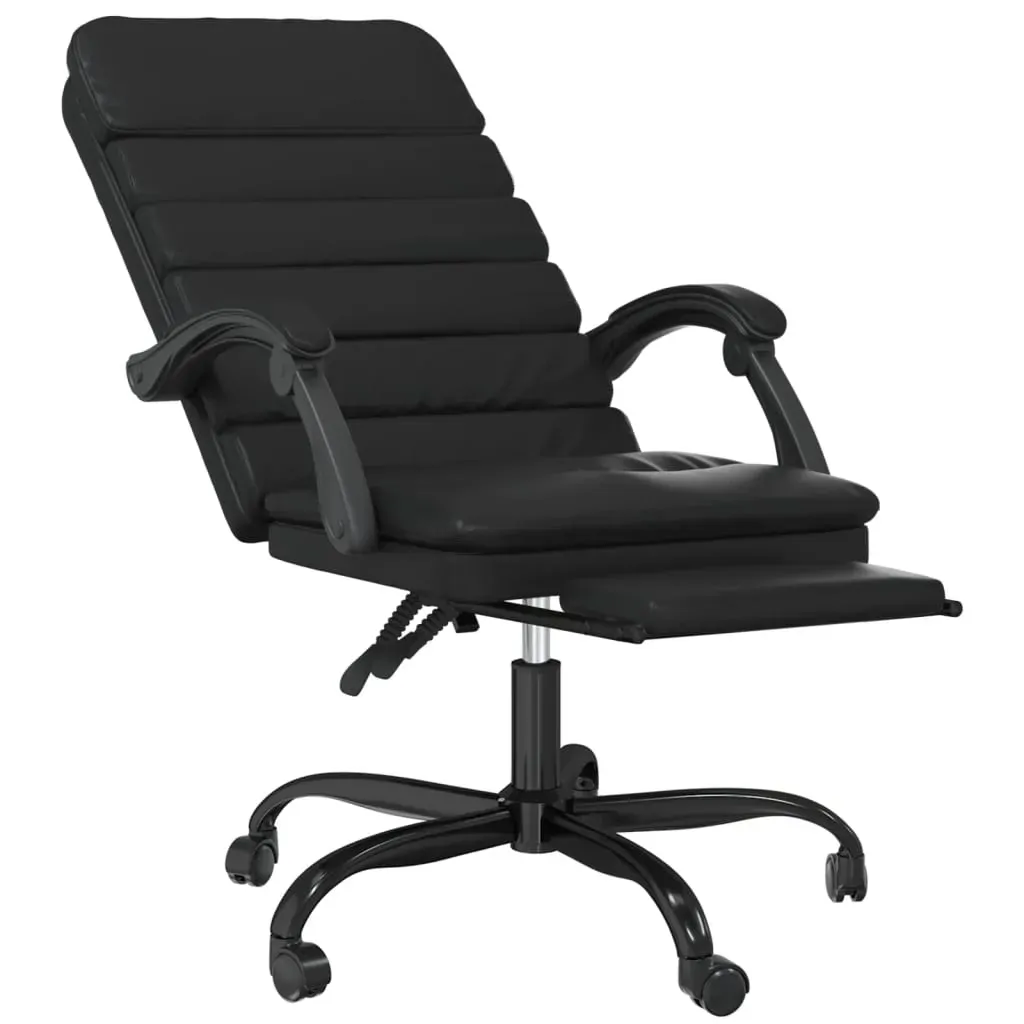 Massage Reclining Office Chair Black Faux Leather Price