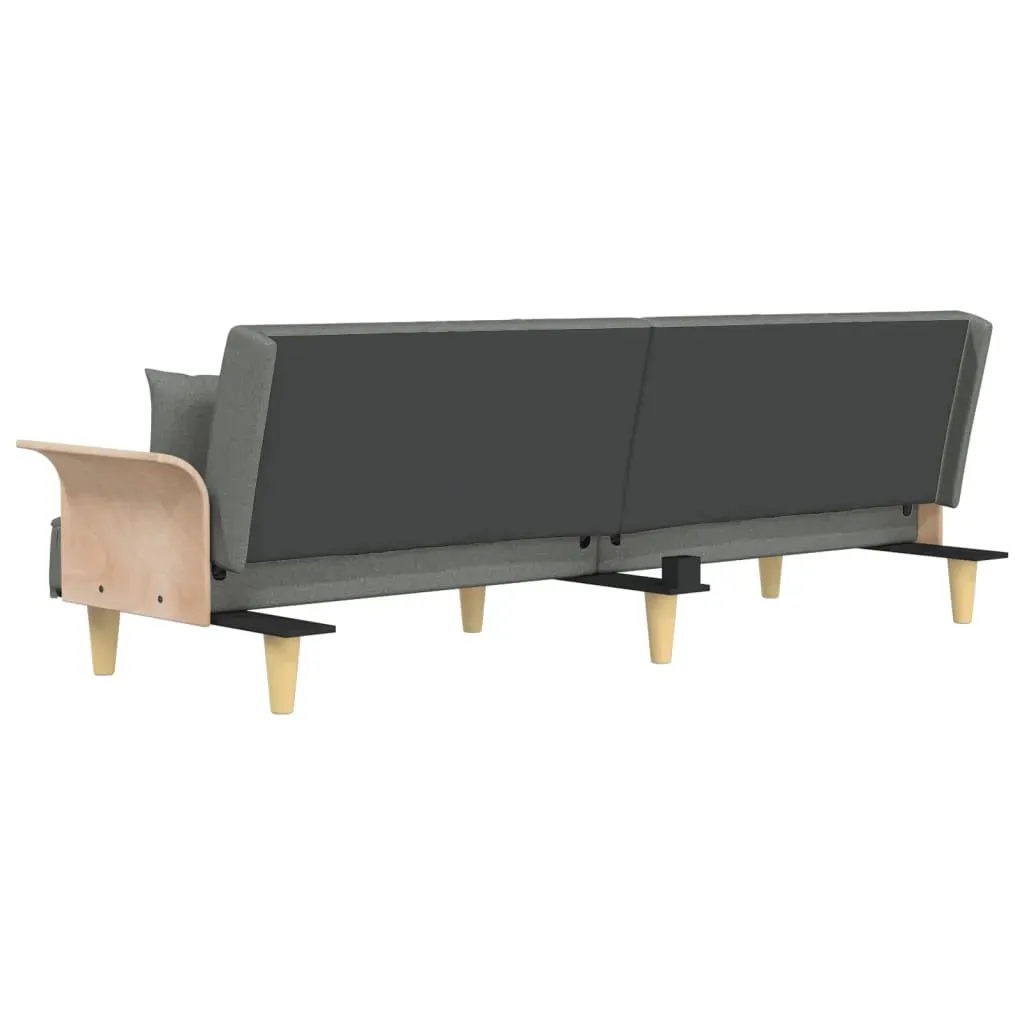 Sofa Bed with Armrests Dark Grey Fabric Price