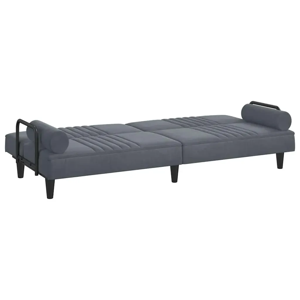 Sofa Bed with Armrests Dark Grey Velvet Price