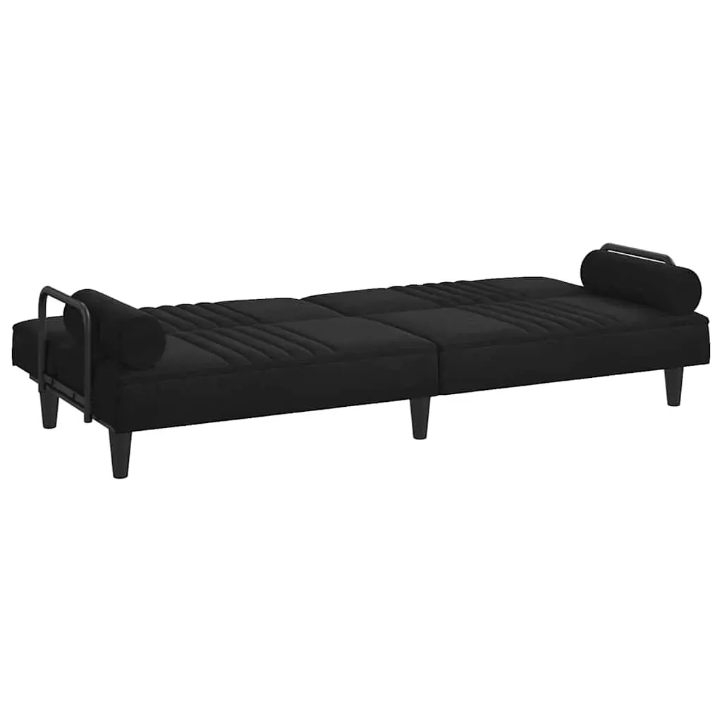 Sofa Bed with Armrests Black Velvet Price