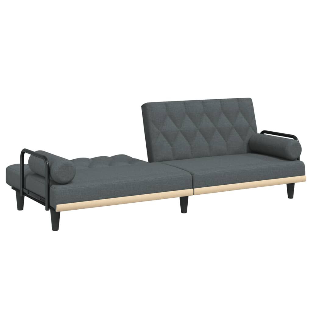 Sofa Bed with Armrests Dark Grey Fabric Price