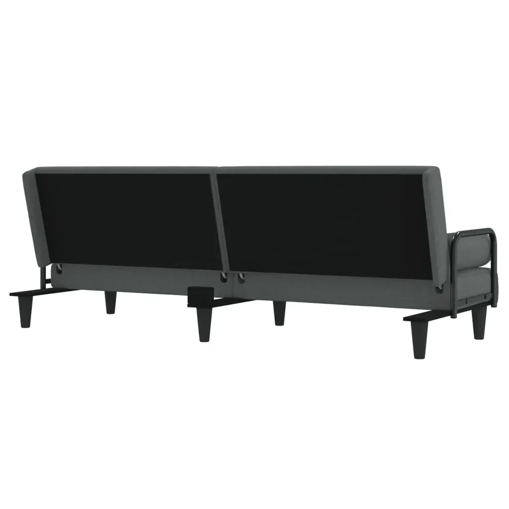 Sofa Bed with Armrests Dark Grey Fabric Price
