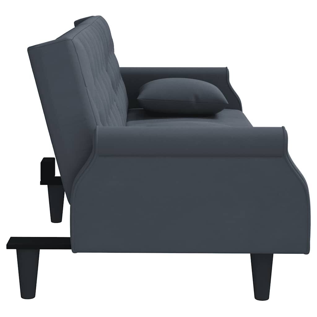 Sofa Bed with Armrests Dark Grey Velvet Price